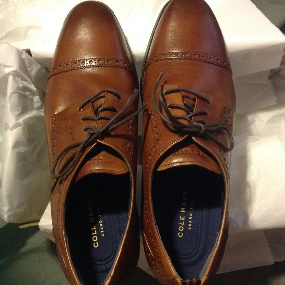 Cole Haan Men\'s Jefferson Grand Cap Toe Tan Leather Oxford Dress Shoes 11.5M NIB